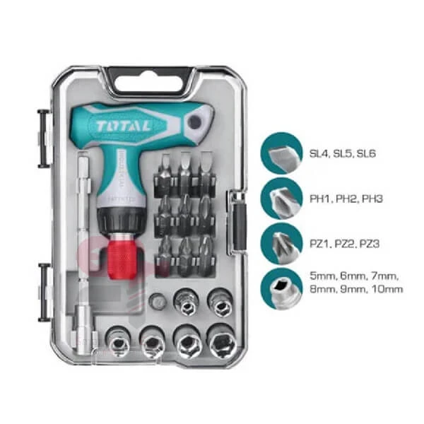 Total T-Handle Wrench Screwdriver Set 24 Pcs TACSD30186