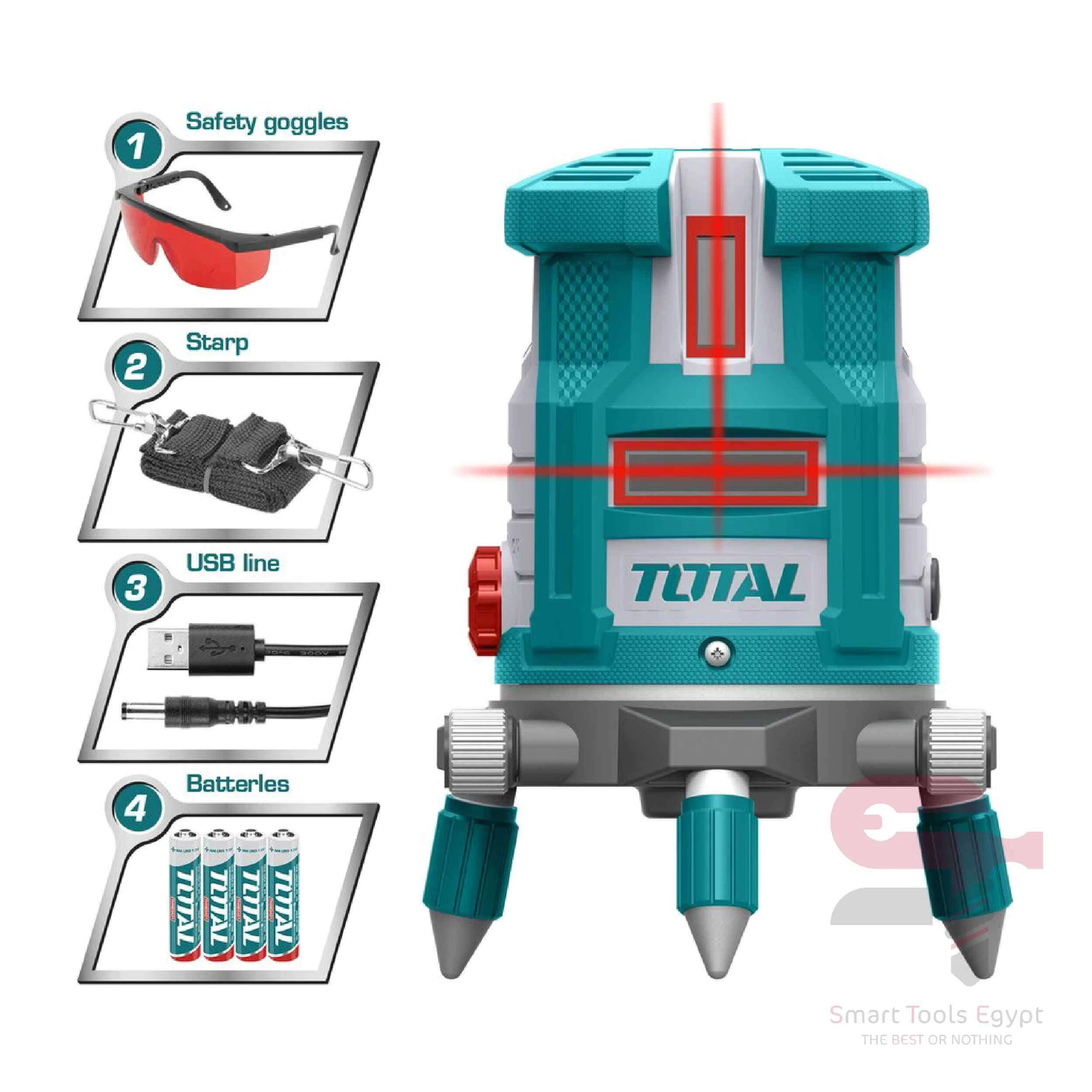 توتال ميزان ليزر 5 خط احمر 30 متر TLL306505